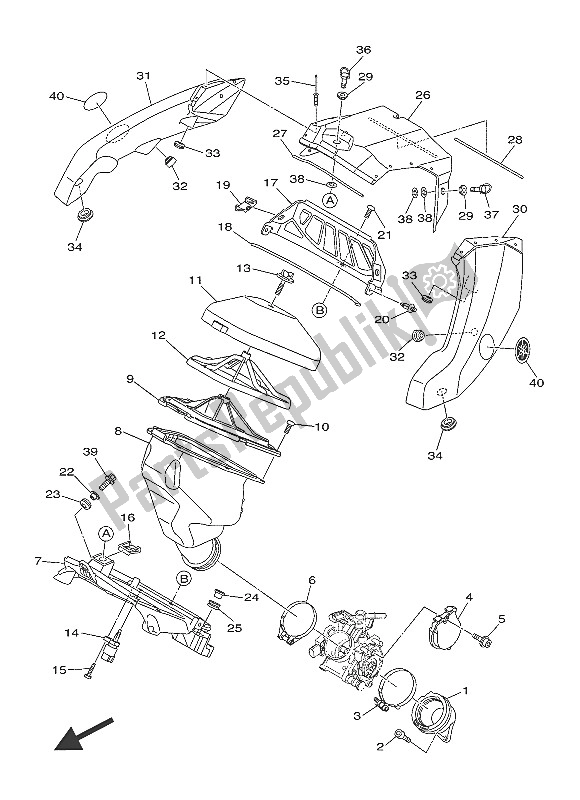 All parts for the Intake of the Yamaha YZ 250F 2016