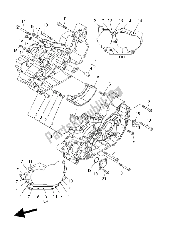 Tutte le parti per il Carter del Yamaha MT 01 1670 2008