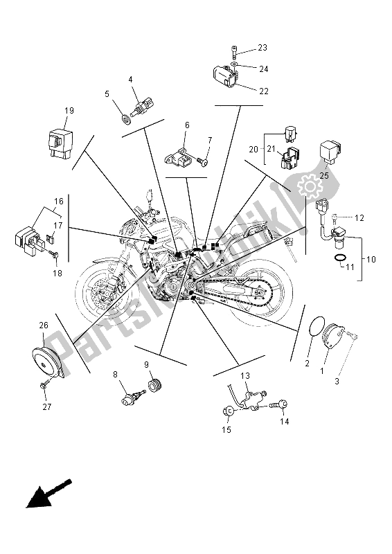 Todas as partes de Elétrica 2 do Yamaha MT 03 660 2012
