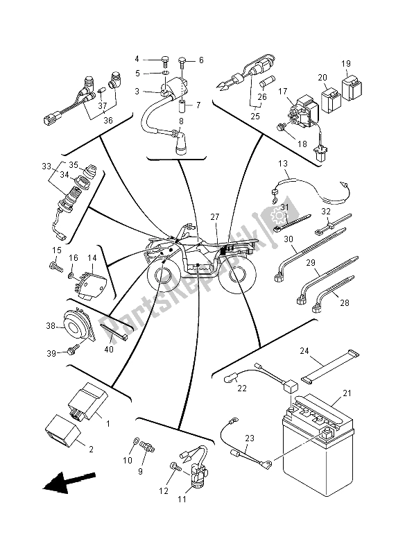 All parts for the Electrical 1 of the Yamaha YFM 125 Grizzly 2X4 2012