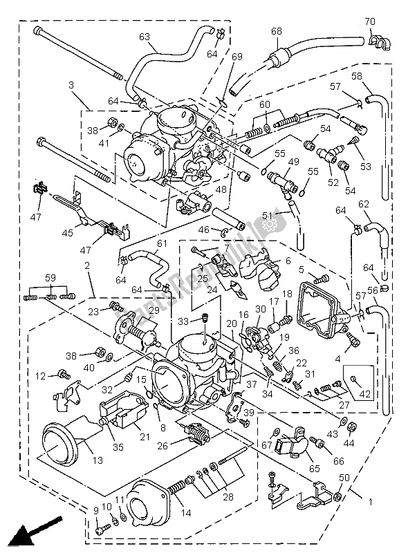 Todas as partes de Carburador do Yamaha TDM 850 1998