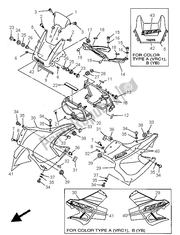 Todas las partes para Carenado 1 de Yamaha TDR 125 1997