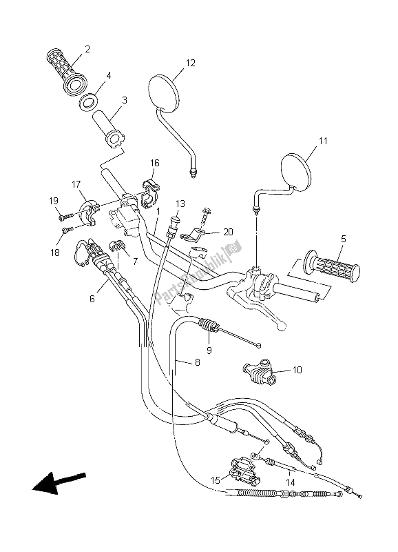 Alle onderdelen voor de Stuurhendel En Kabel van de Yamaha TW 125 2004