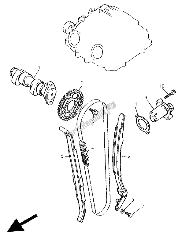 All parts for the Camshaft & Chain of the Yamaha TT 600E 1996