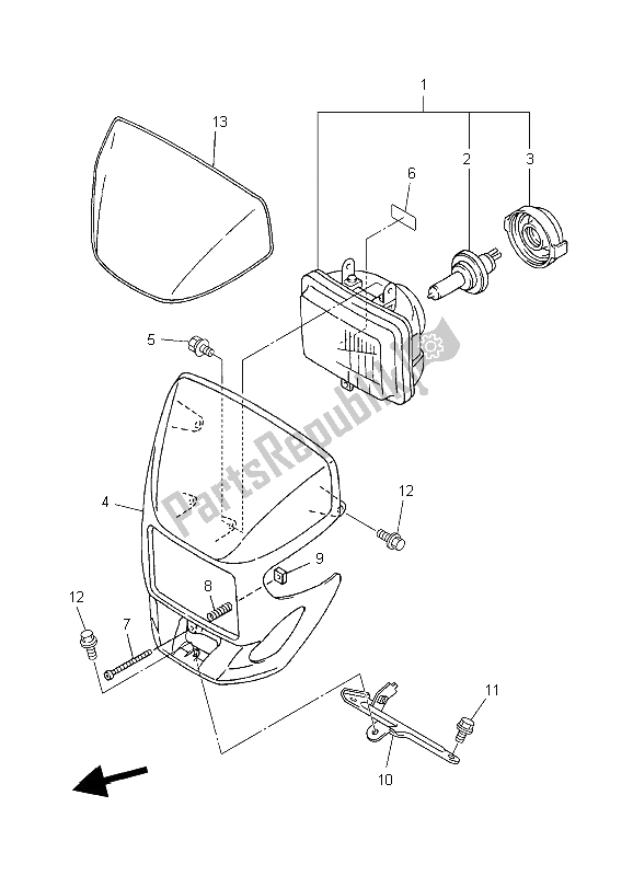 All parts for the Headlight of the Yamaha WR 450F 2006