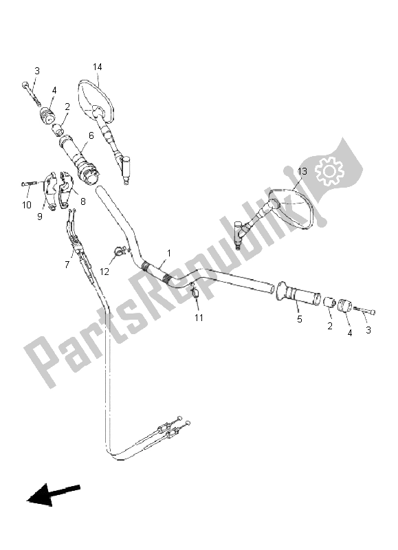 All parts for the Steering Handle & Cable of the Yamaha VMX 17 1700 2011