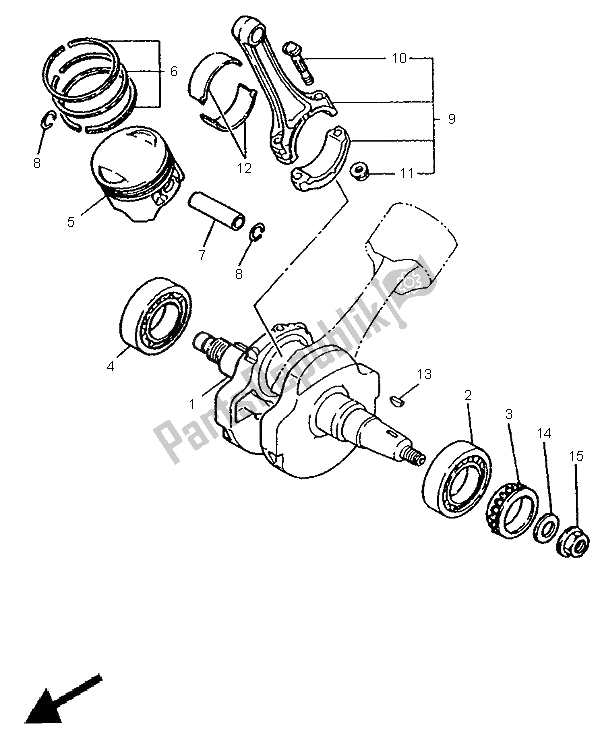 All parts for the Crankshaft & Piston of the Yamaha XV 750 Virago 1996