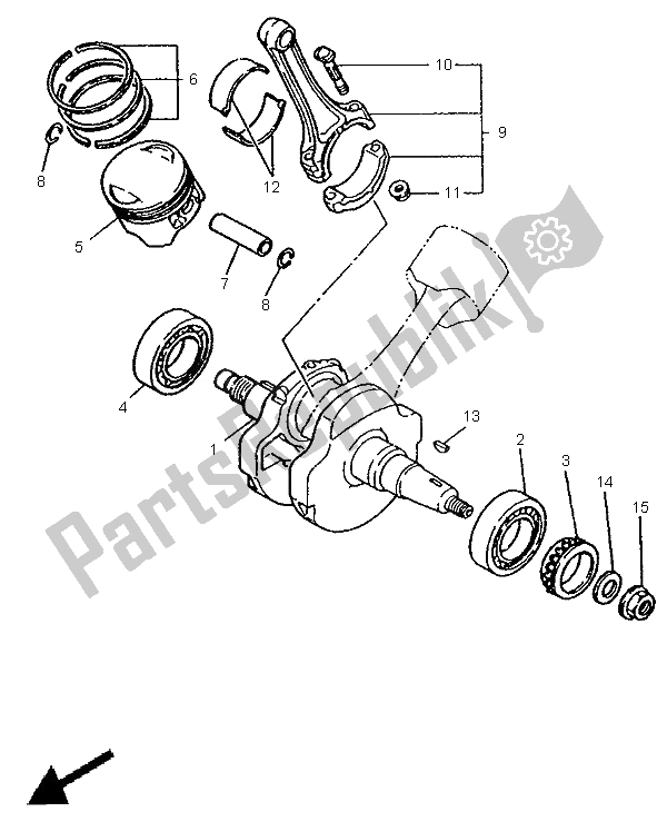 All parts for the Crankshaft & Piston of the Yamaha XV 750 Virago 1996