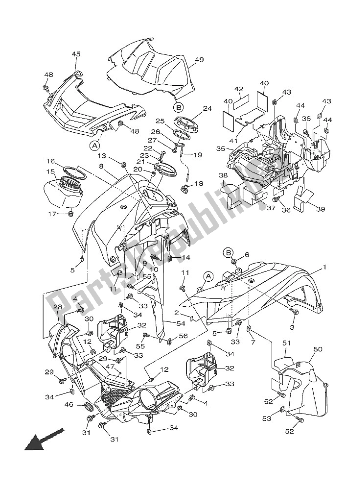 Todas las partes para Guardabarros Delantero de Yamaha YFM 700 FWA Grizzly 4X4 2016