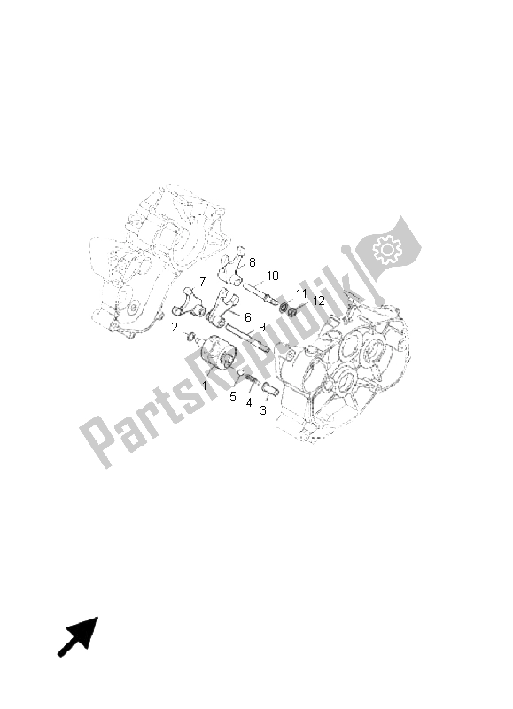 All parts for the Shift Cam & Fork of the Yamaha TZR 50 2011 All parts for the Shift Cam & Fork of the Yamaha TZR 50 2011