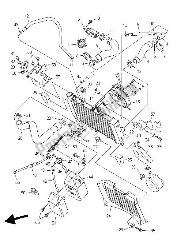 All parts for the Radiator & Hose of the Yamaha XJ6 SA Diversion 600 2009