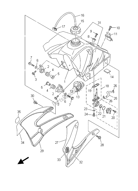 Toutes les pièces pour le Réservoir D'essence du Yamaha TT R 125E SW LW 2003