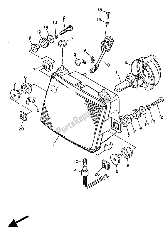 Tutte le parti per il Faro del Yamaha FJ 1200 1990