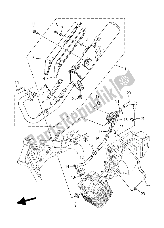 All parts for the Exhaust of the Yamaha YBR 125 ED 2006