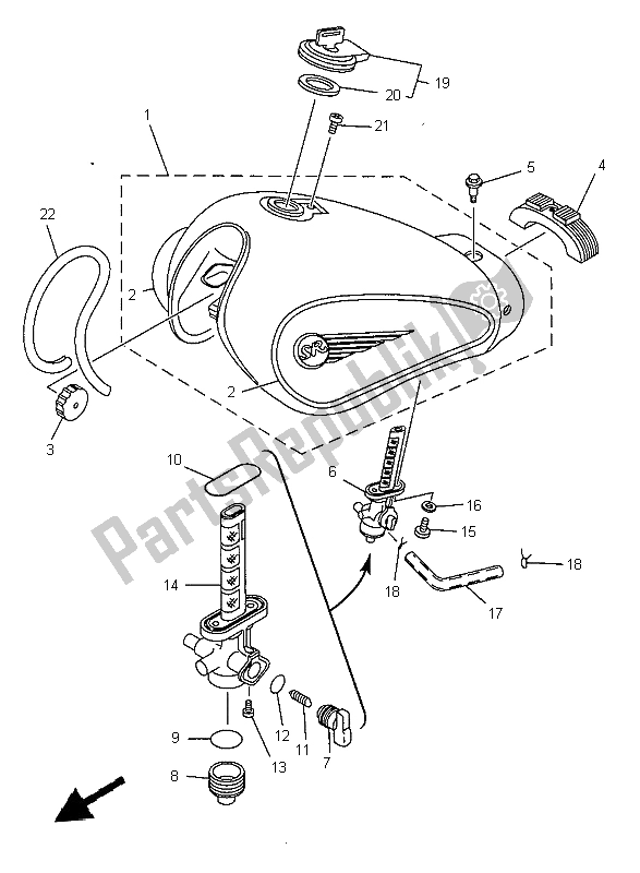 All parts for the Fuel Tank of the Yamaha SR 125 1997