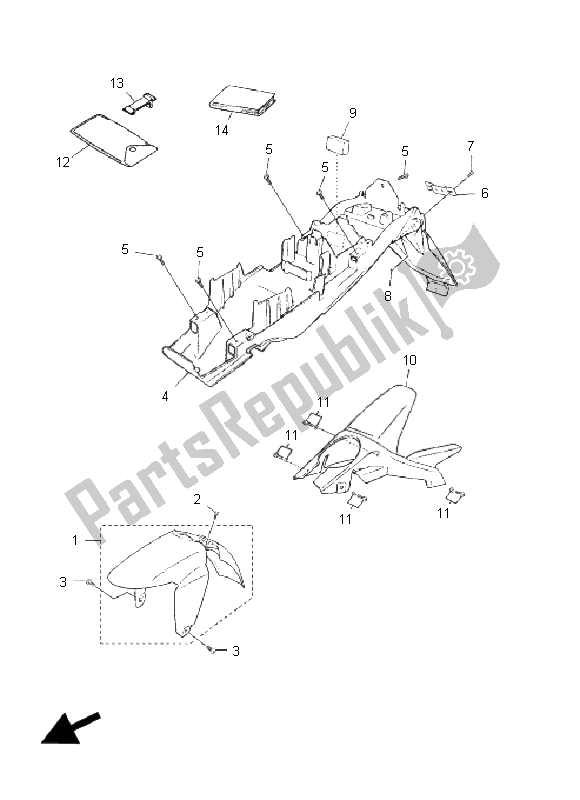 Alle onderdelen voor de Spatbord van de Yamaha TZR 50 2008