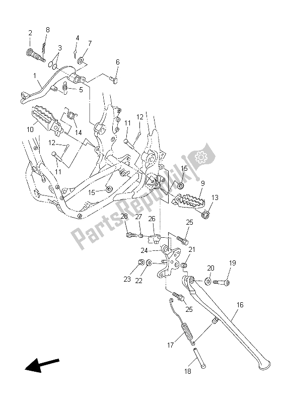 All parts for the Stand & Footrest of the Yamaha WR 250F 2006