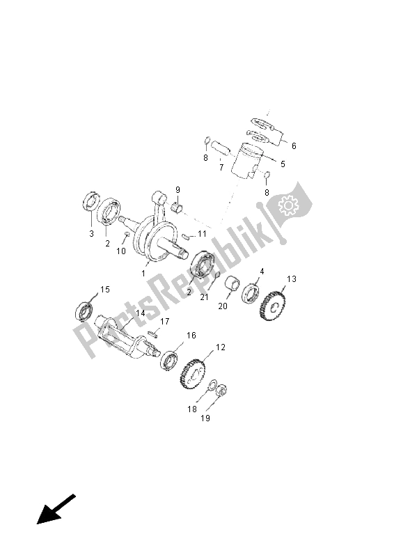 All parts for the Crankshaft & Piston of the Yamaha TZR 50 2011