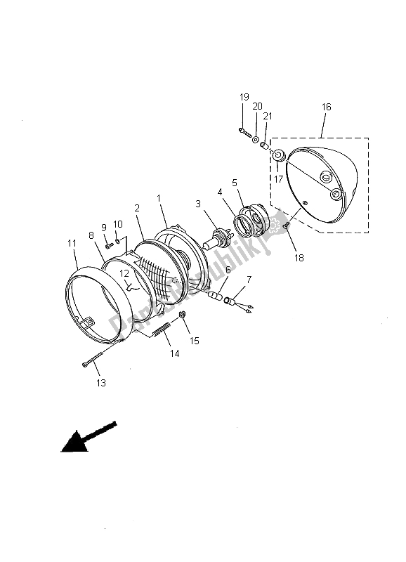 All parts for the Headlight of the Yamaha XVS 650A Dragstar Classic 2000