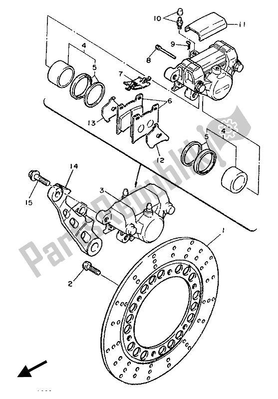 Wszystkie części do Zacisk Hamulca Tylnego Yamaha FZR 600 Genesis 1989