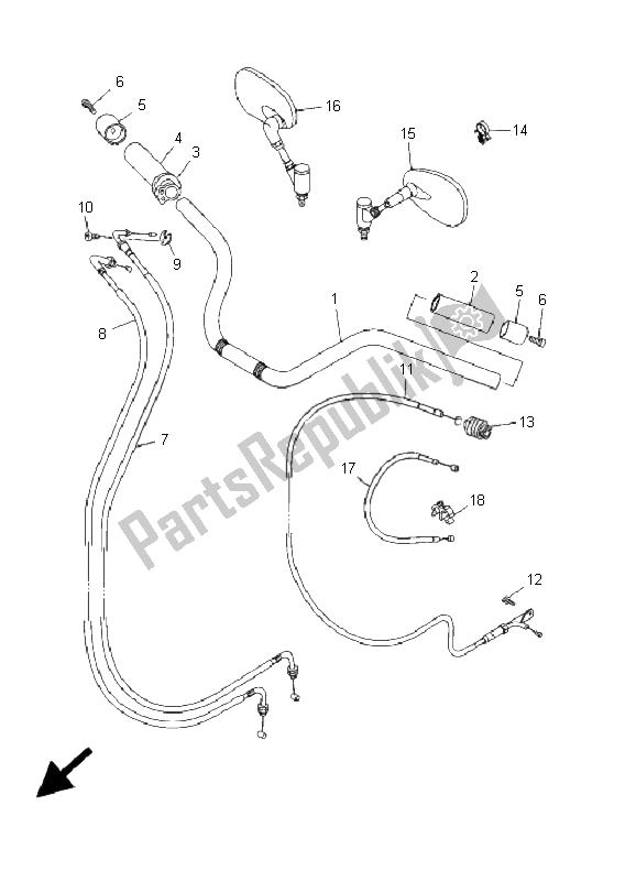 Wszystkie części do Uchwyt Kierownicy I Kabel Yamaha XVS 125 Dragstar 2001