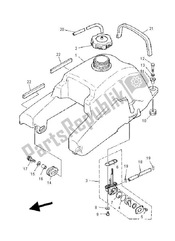 Wszystkie części do Zbiornik Paliwa Yamaha YFM 350 Warrior 2000