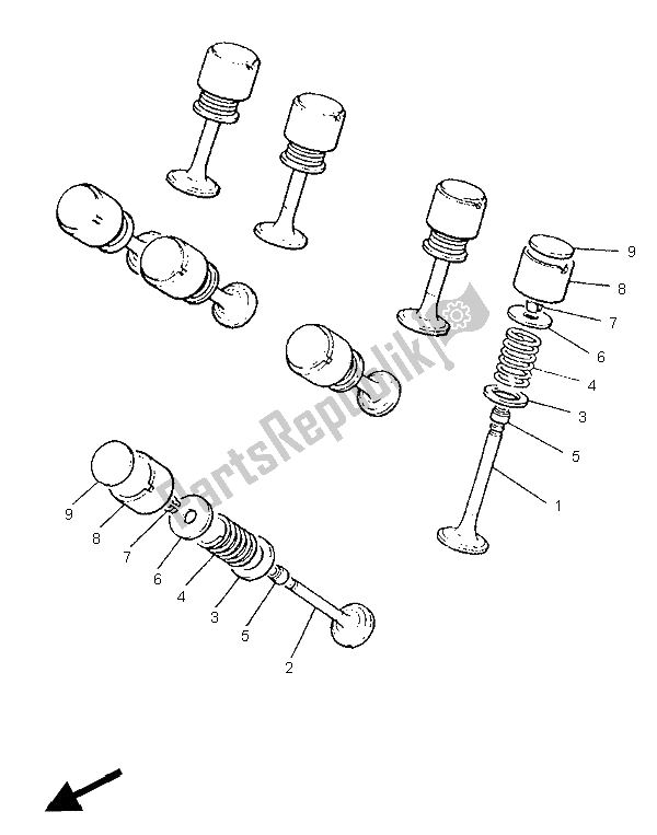 All parts for the Valve of the Yamaha XVZ 1300 Royalstar 1996