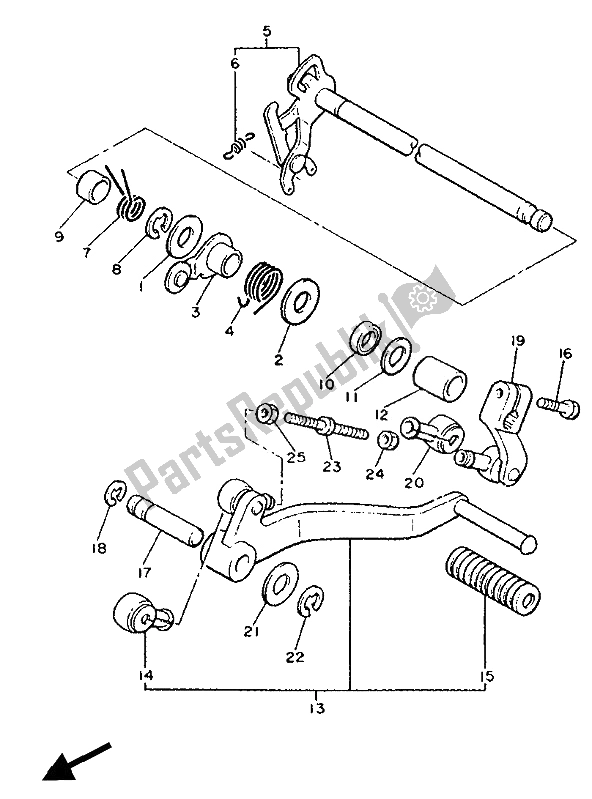 All parts for the Shifter of the Yamaha XJ 600 1991