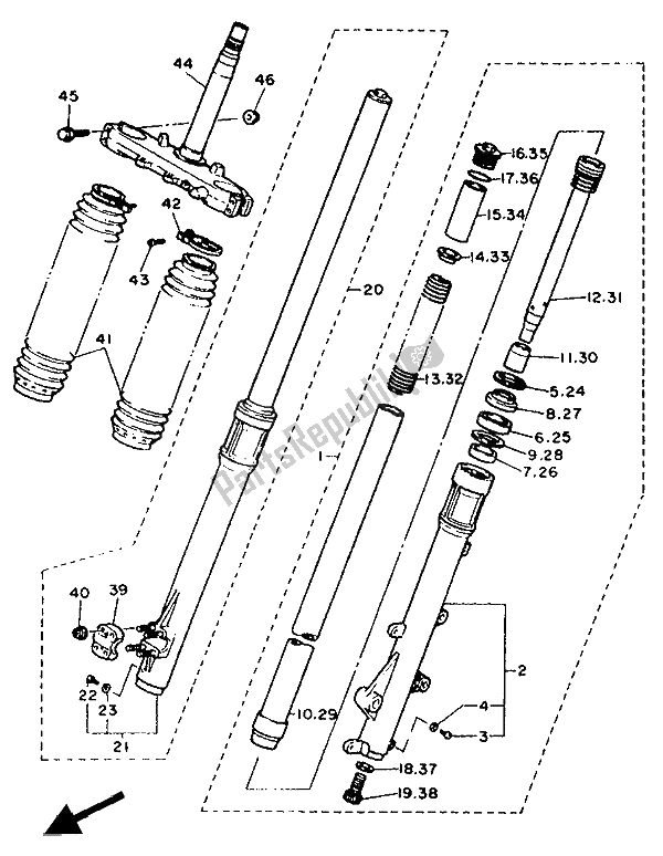 Tutte le parti per il Forcella Anteriore del Yamaha XT 600K 1991