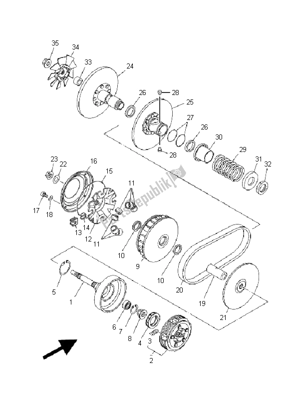 All parts for the Clutch of the Yamaha YXR 450 FA Rhino 2006