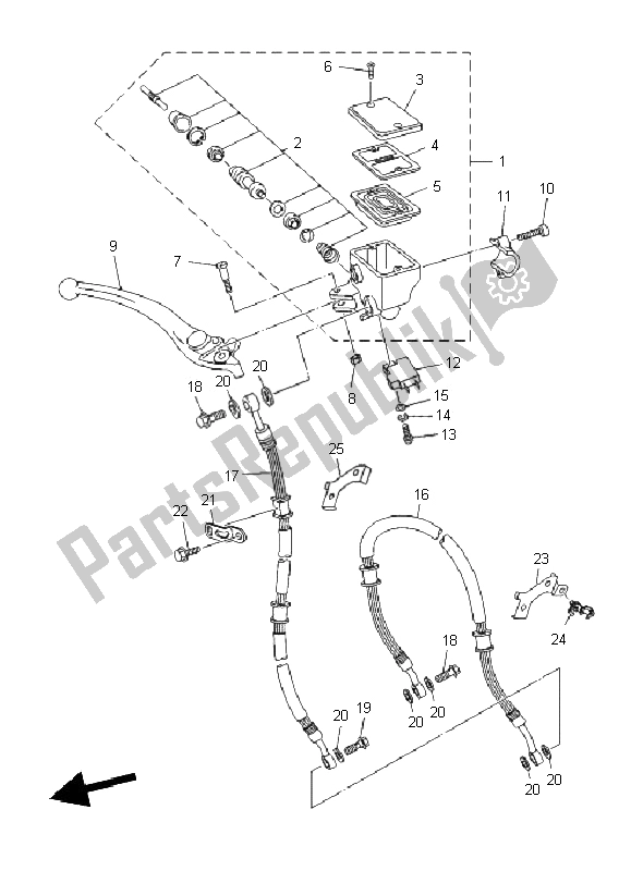 Todas as partes de Cilindro Mestre Dianteiro do Yamaha XJ6F 600 2011