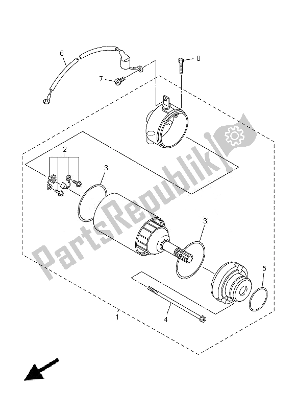 All parts for the Starting Motor of the Yamaha WR 250F 2013