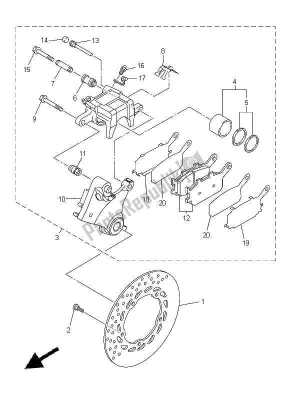 All parts for the Rear Brake Caliper of the Yamaha XJ 6 FA 600 2014