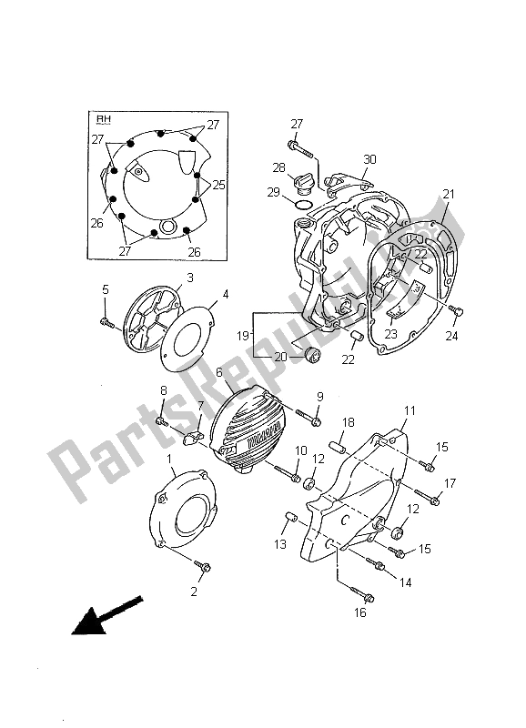 Toutes les pièces pour le Couvercle De Carter 1 du Yamaha XJ 600N 2000