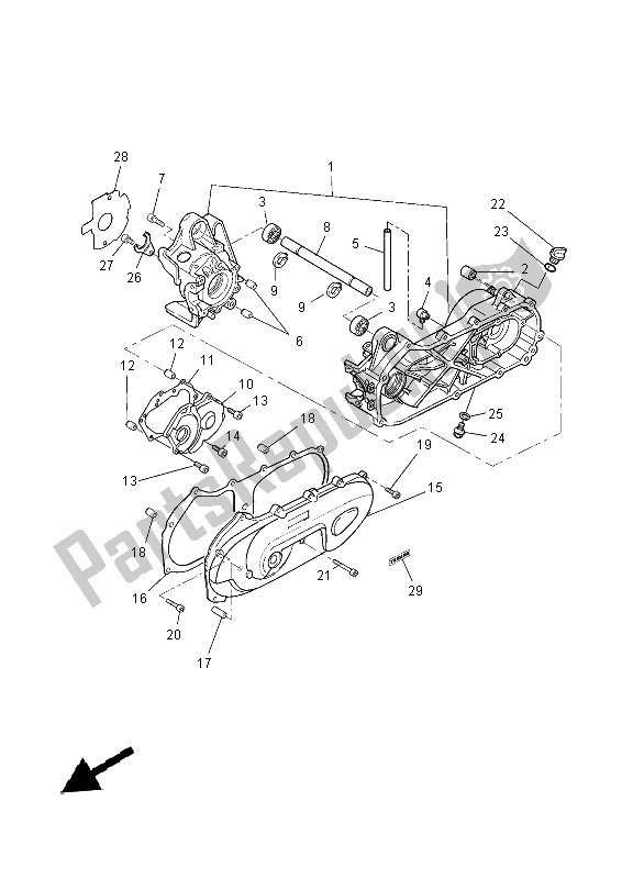 All parts for the Crankcase of the Yamaha YN 50 2014