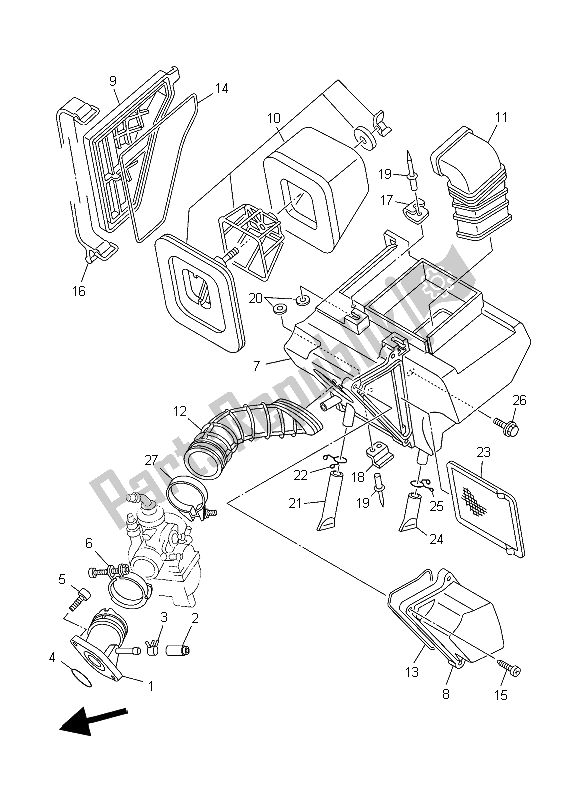 All parts for the Intake of the Yamaha TT R 125 SW LW 2006