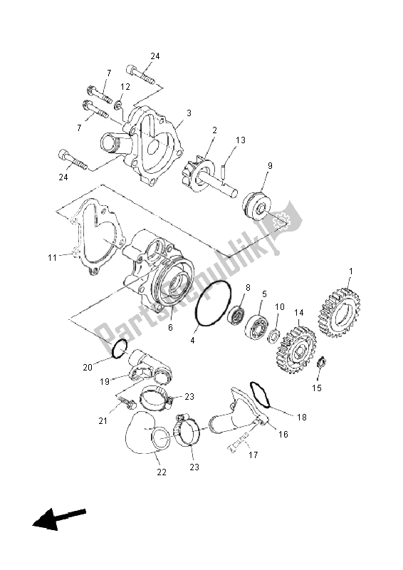 Alle onderdelen voor de Waterpomp van de Yamaha MT 03 660 2011