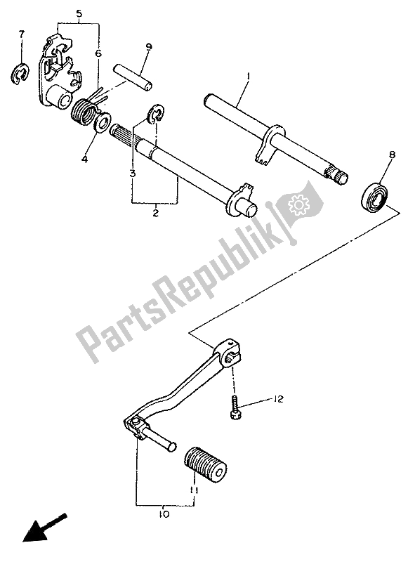 All parts for the Shift Shaft of the Yamaha XT 600K 1993