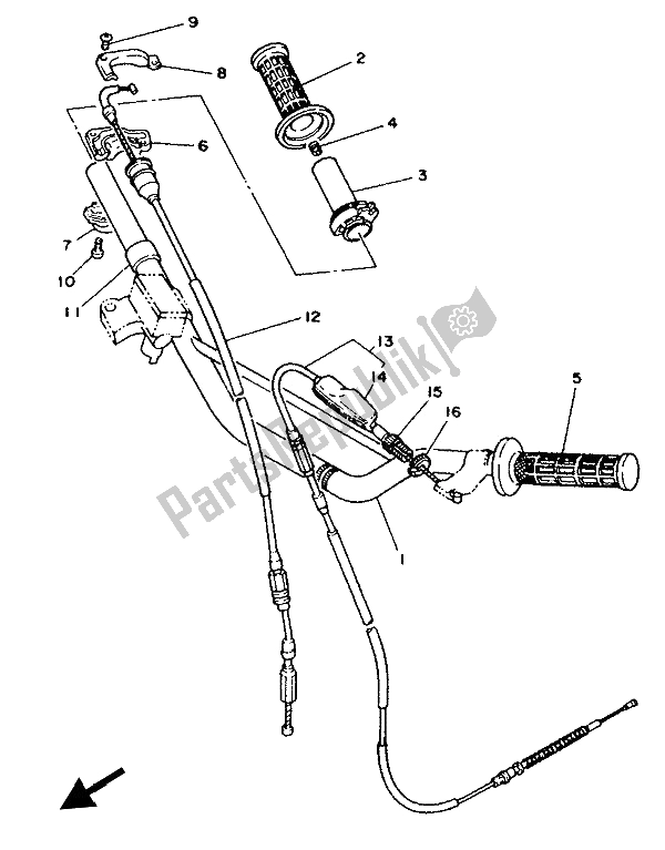 All parts for the Steering Handle & Cable of the Yamaha YZ 80 1989