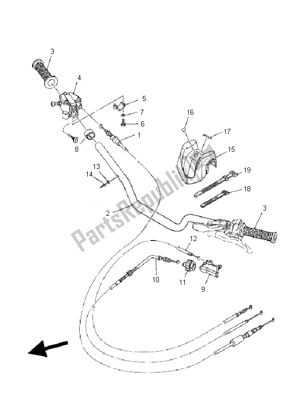 Alle onderdelen voor de Stuurhendel En Kabel van de Yamaha YFZ 450 2007