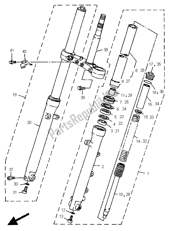 Tutte le parti per il Forcella Anteriore del Yamaha TDR 125 1995