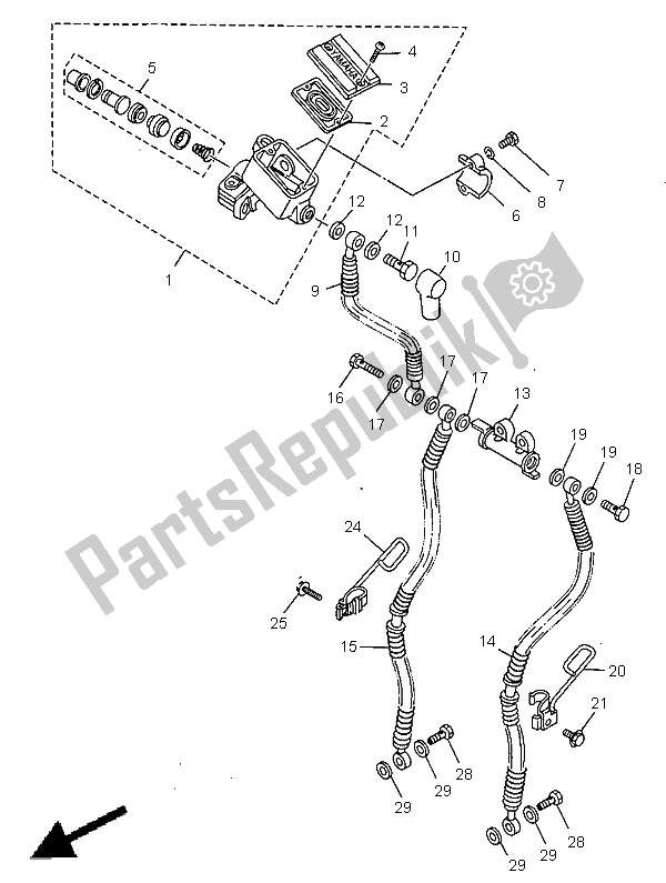 Toutes les pièces pour le Maître-cylindre Avant du Yamaha XV 1100 Virago 1997