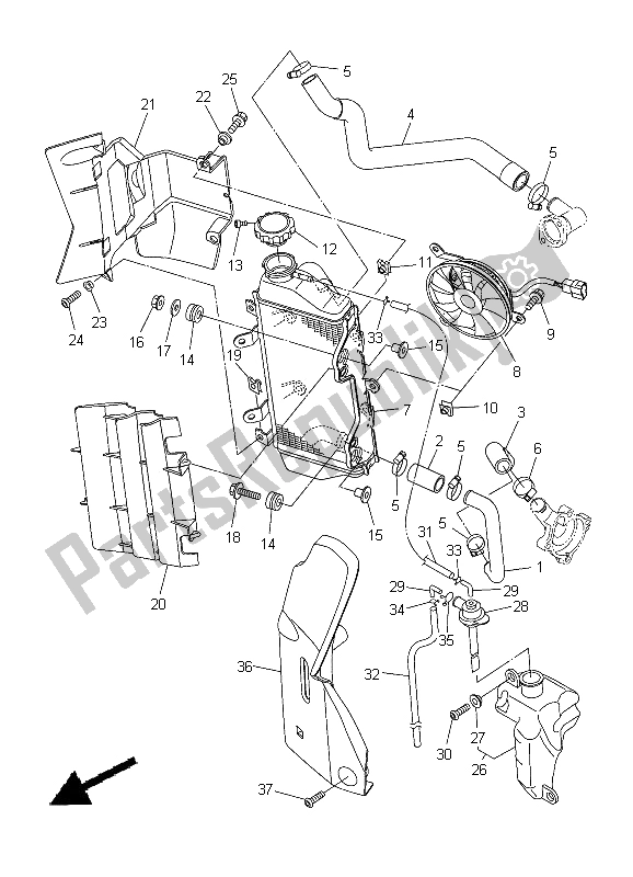 All parts for the Radiator & Hose of the Yamaha WR 250X 2012