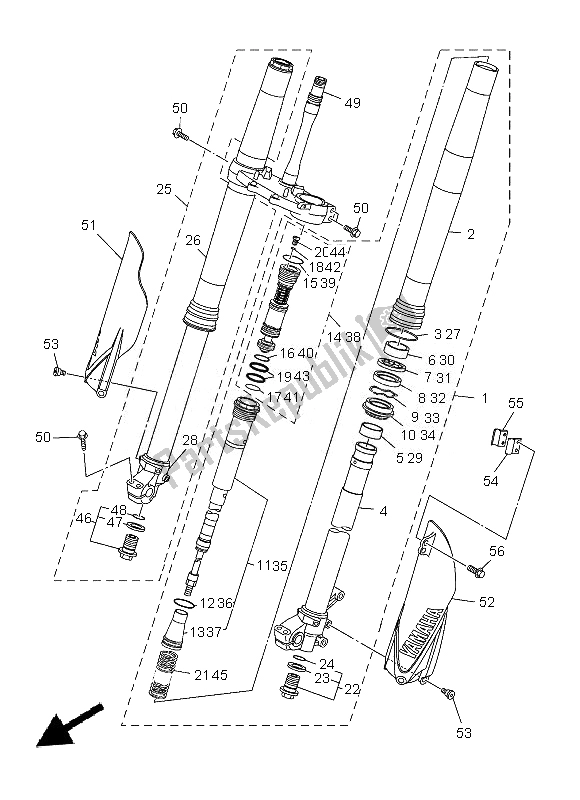 Tutte le parti per il Forcella Anteriore del Yamaha YZ 450F 2013