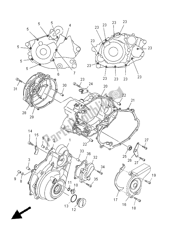 All parts for the Crankcase Cover 1 of the Yamaha MT 03 660 2012