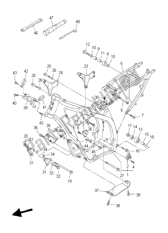 All parts for the Frame of the Yamaha YZ 450F 2006