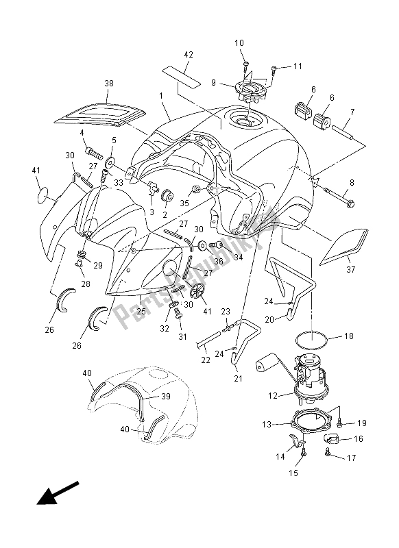 Tutte le parti per il Serbatoio Di Carburante del Yamaha FZ1 SA 1000 2012
