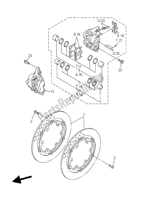 All parts for the Front Brake Caliper of the Yamaha FZS 1000 S Fazer 2004