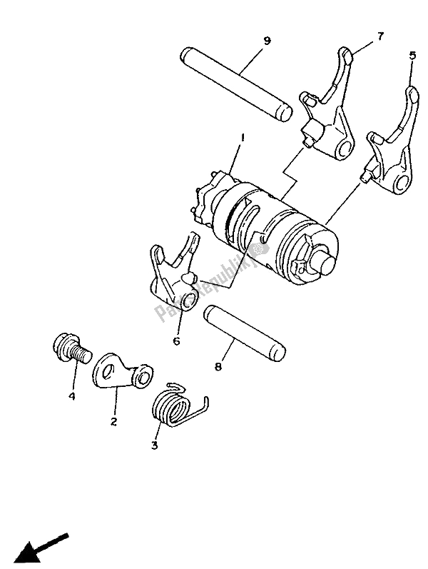 Wszystkie części do Krzywka Zmiany Biegów I Widelec Yamaha TZR 125 1992