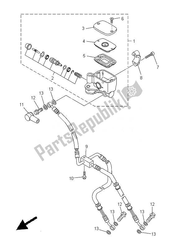 All parts for the Front Master Cylinder of the Yamaha XVS 1300A 2014